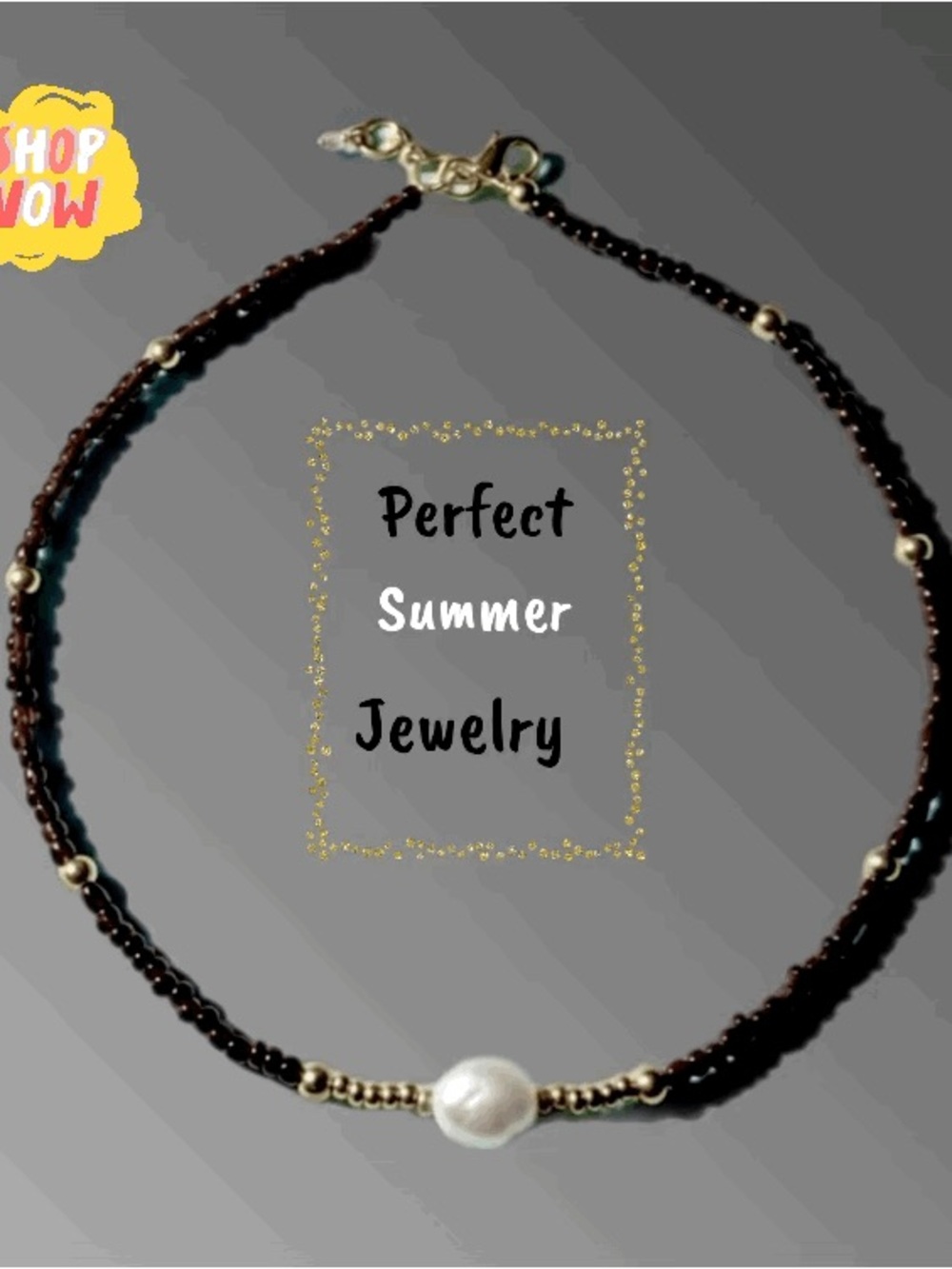 🖤🌟Black & Gold Pearl Beaded Necklace with accent Pearl🌟🖤